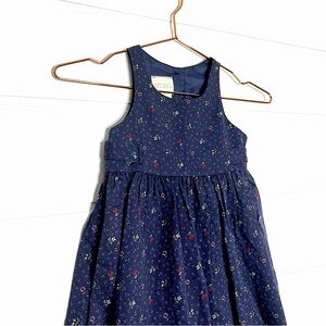 Vintage Laura Ashley Baby Girl Miniature Floral Print Navy Dress Size 12 Months